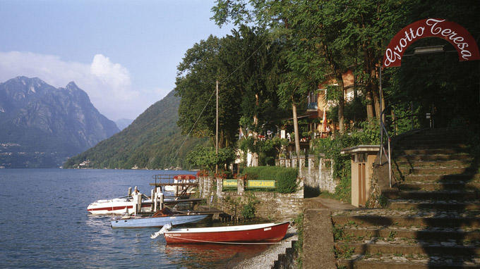 © Ticino Turismo / Luganersee, Tessin - Grotti-Tour / Zum Vergrößern auf das Bild klicken