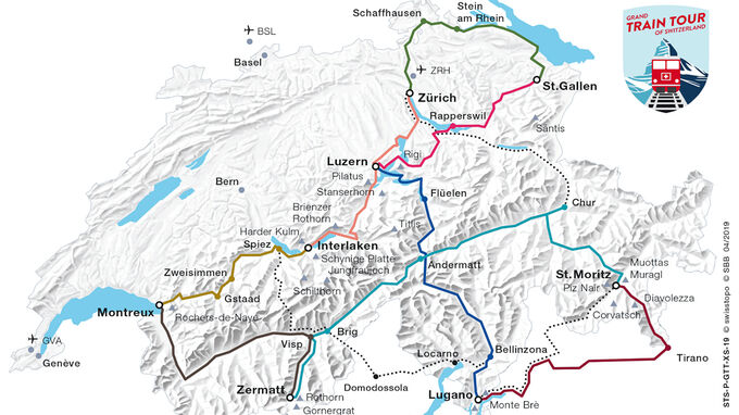 Grand Train Tour of Switzerland Landkarte