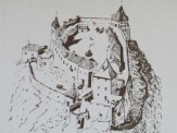 Sümeg, Ungarn - Zeichnung der Burg / Zum Vergrößern auf das Bild klicken