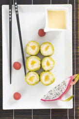Eierlikör Pistazien-Sushi / Zum Vergrößern auf das Bild klicken
