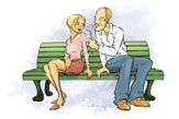 Flirten auf der Parkbank