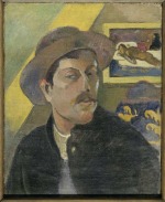 Modern Tate Gallery, London - Ausstellung Gauguin: Self-Portrait with Manao tu papau, 1893 / Zum Vergrößern auf das Bild klicken