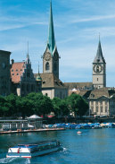 Zürich, Schweiz - Kirchen Fraumünster und St. Peter / Zum Vergrößern auf das Bild klicken